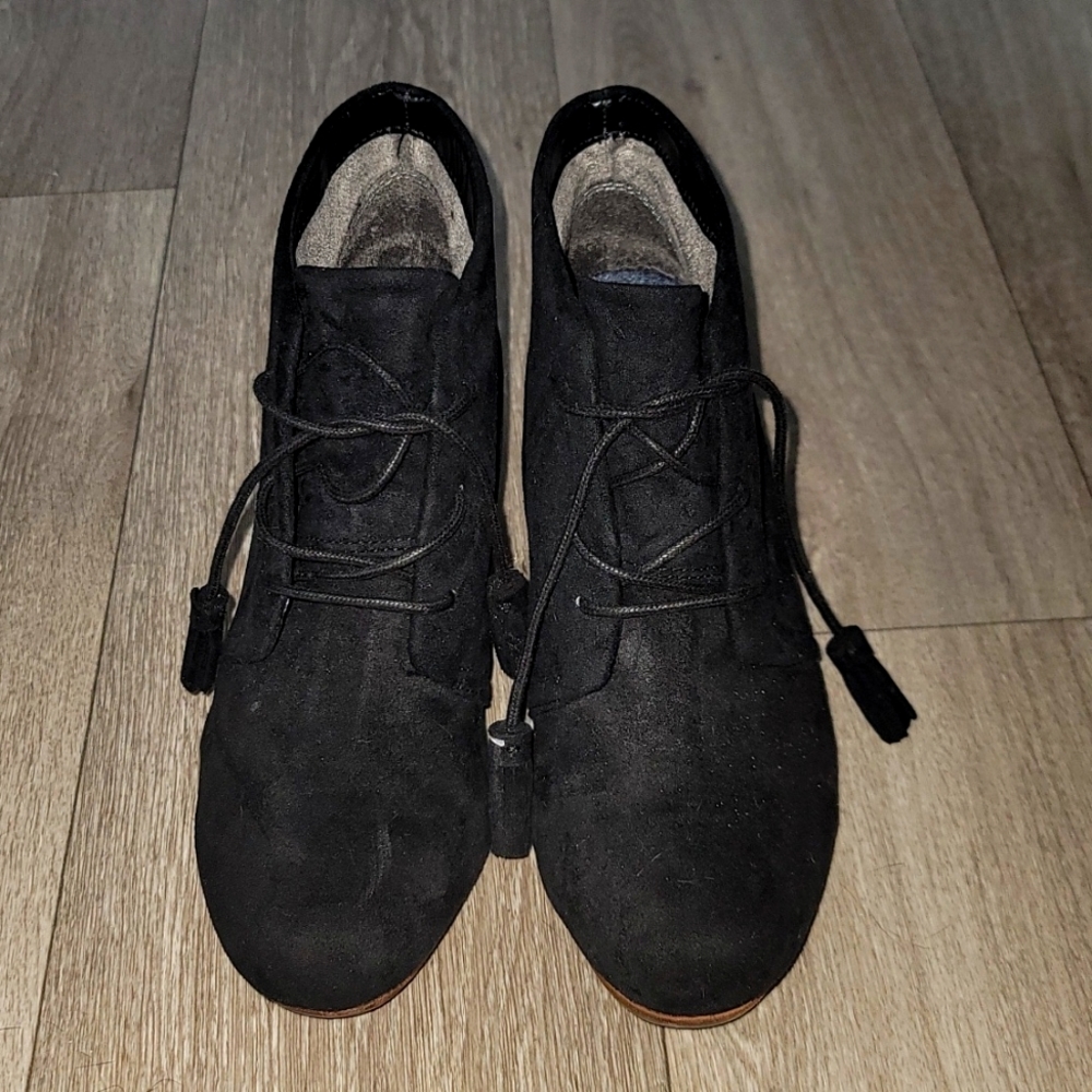 Black wedge booties